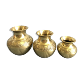 Three small brass vases