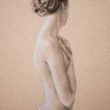 Original painting of a female nude hand painted in pastel. Pastel drawing.