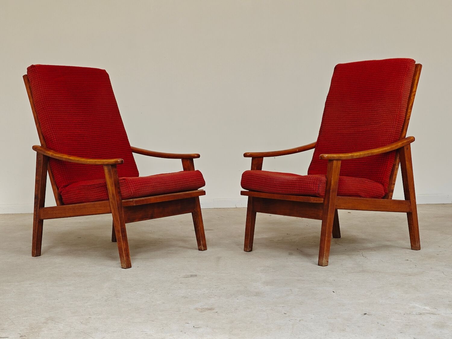 Pair of Scandinavian style armchairs, French made 1970.
