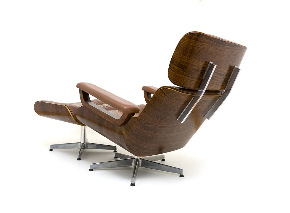 Lounge chair and ottoman leather and bentwood 60/70