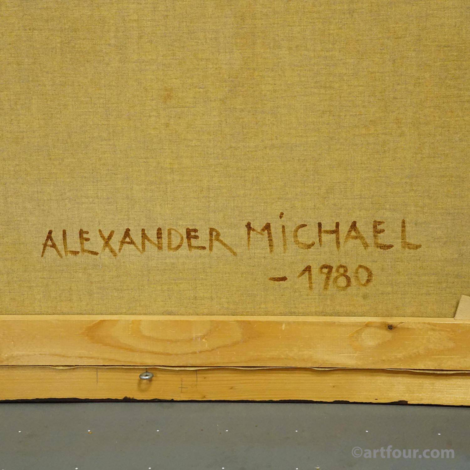 Oil painting by Alexander Michael – Begonias and geraniums, 1980