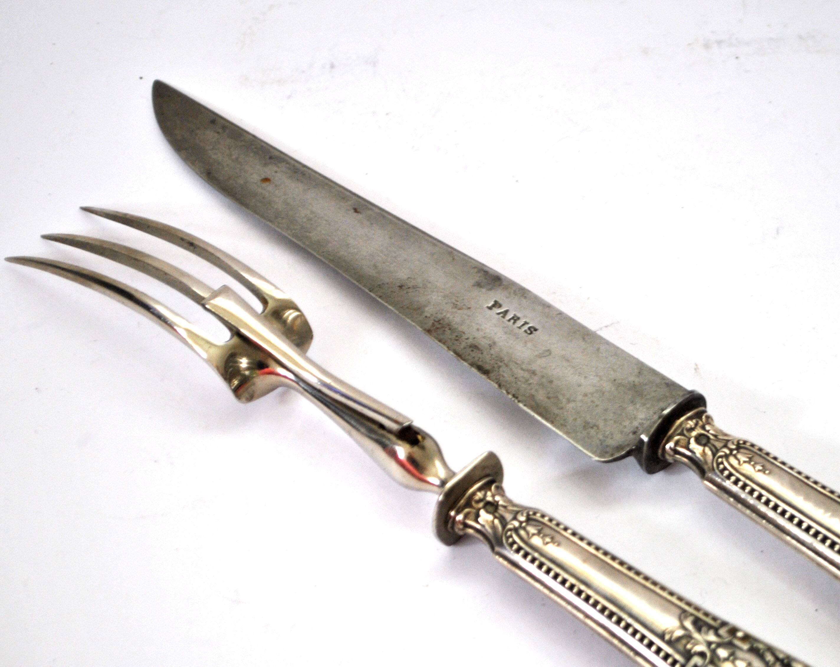 Empire Silver Carving Knife and Fork Set Brush&Cie