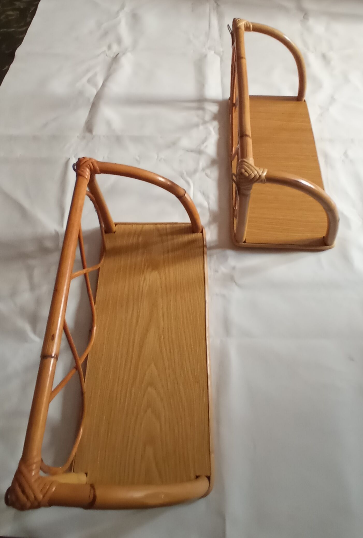 Pair of vintage bamboo shelves