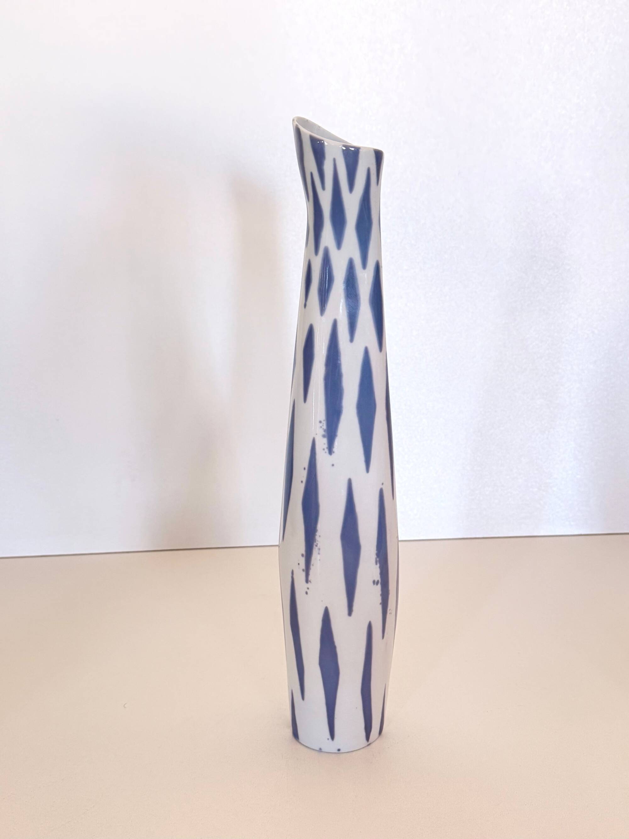 White and Blue Porcelain Vase by Jindřich Marek for Royal Dux, Czech Republ