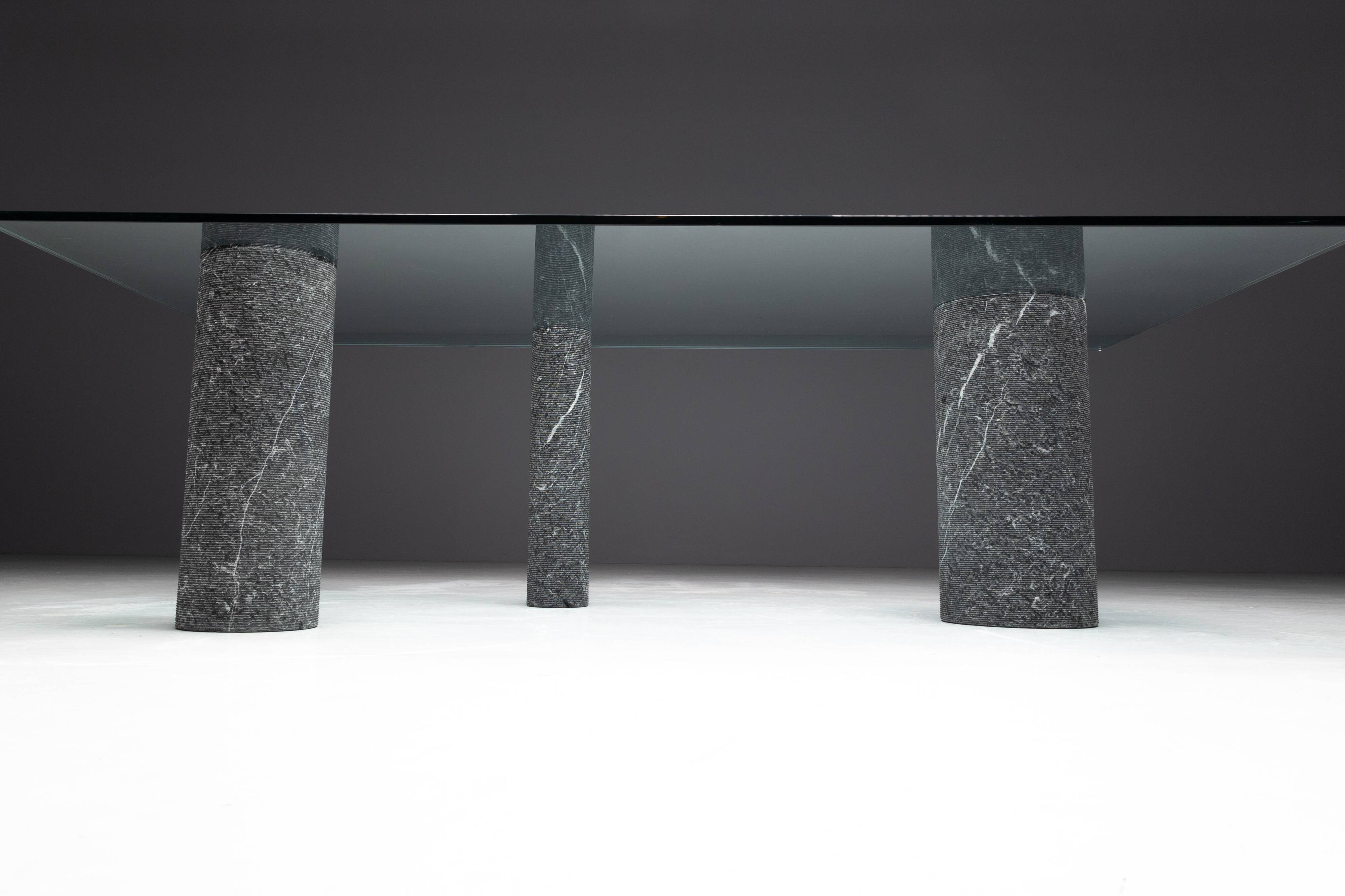 Marble and Glass Dining Table by Massimo Vignelli, Italy, 1980s