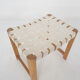 Scandinavian modern wooden stool with white bands, 1970's