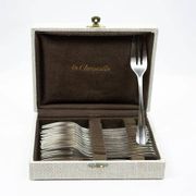 12 dessert forks Christofle Boréal by Luc Lanel, silver-plated metal