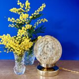 Beautiful table lamp, vintage Art Deco glass globe from Clichy in pink. Diameter