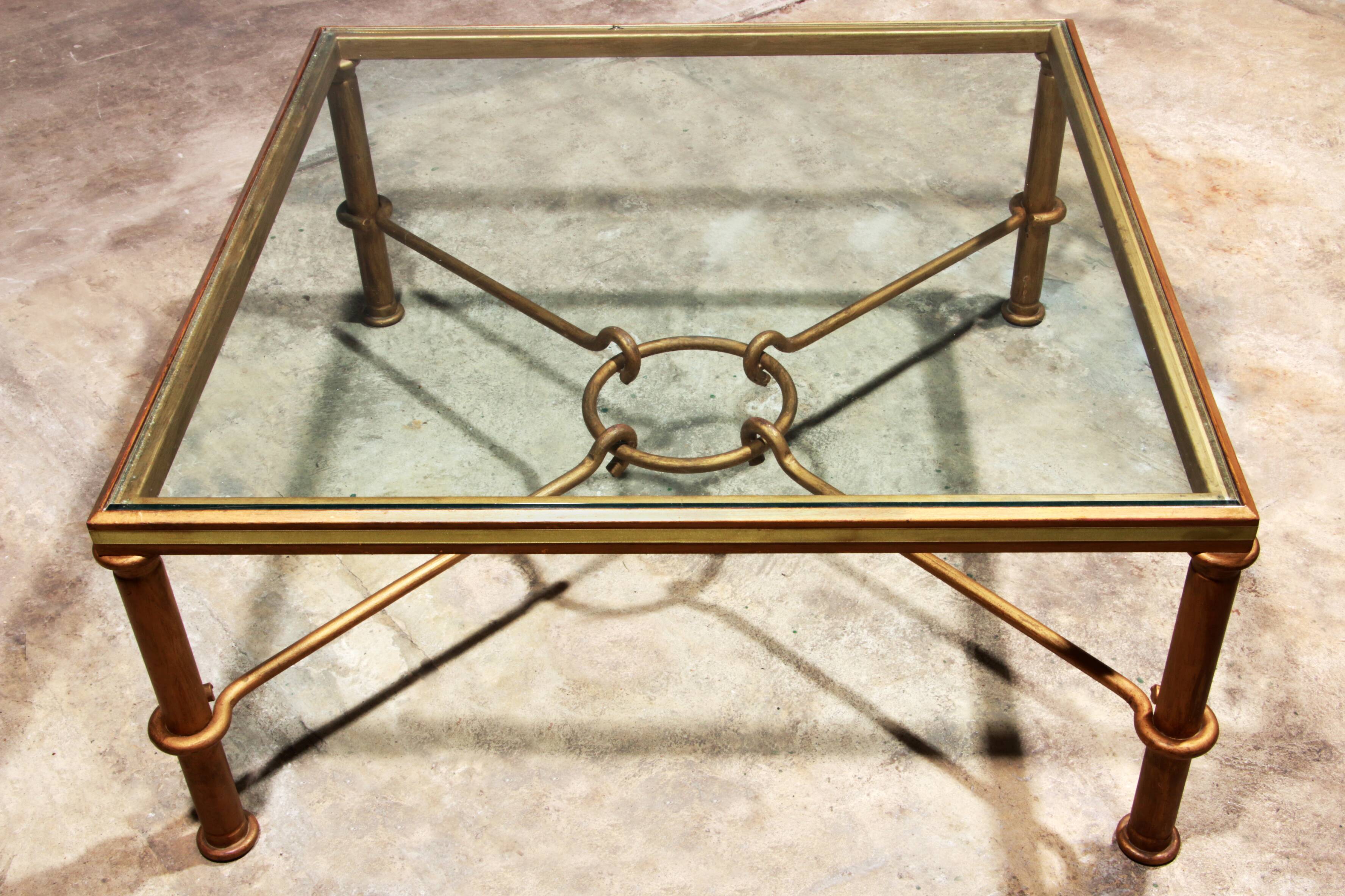 Elegant Gilded Iron Coffee Table by Giovanni Banci, Italy 1970