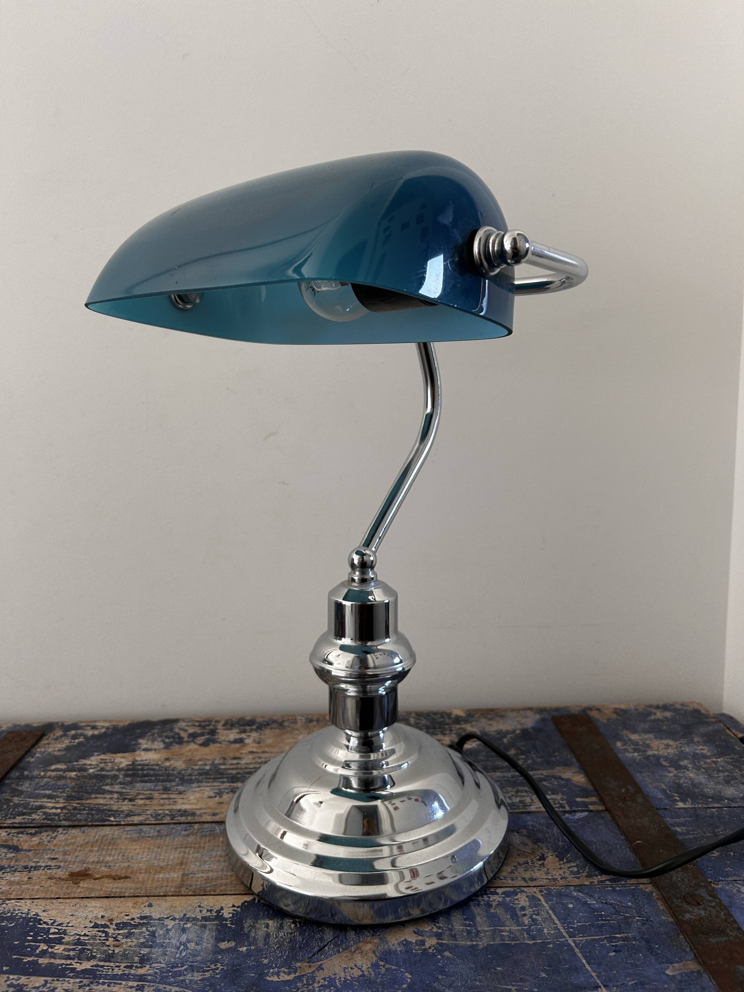 Blue banker notary lamp