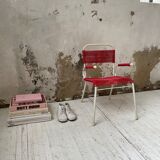 Vintage red scoubidou children's chair