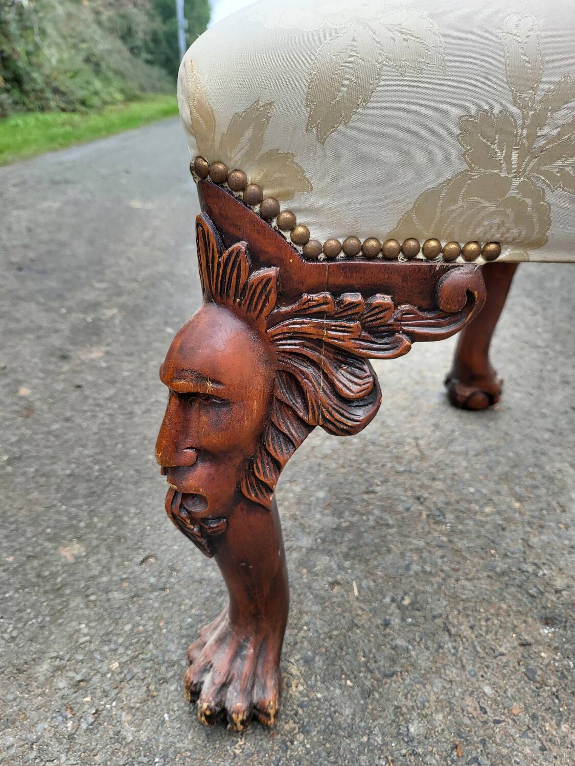 Antique carved wooden footrest – 19th - early 20th century