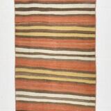 2x12 Warm Earth Tones Striped Lon Kilim Runner Rug, 65x366 Cm