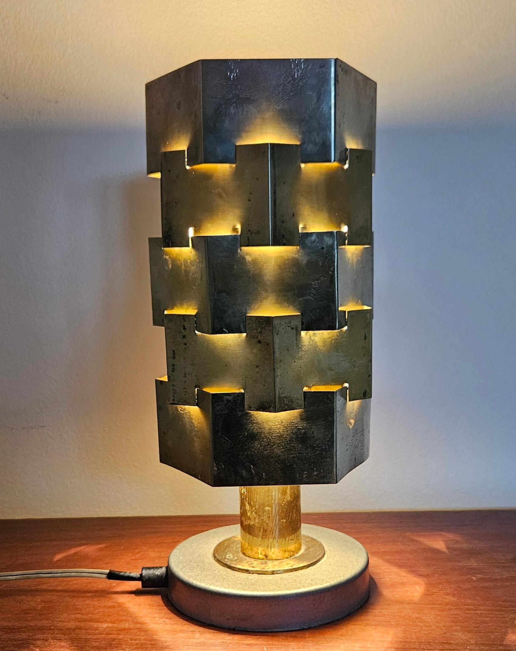 Rare Lubid Table Lamp in Brass from the Mid-Century, in the Style of Max Sauze, 1970s