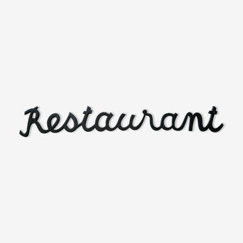 Sign Restaurant word letters in metal painted black