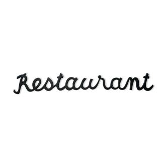 Sign Restaurant word letters in metal painted black