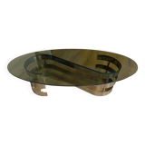 1970s coffee table in smoked glass and aluminum