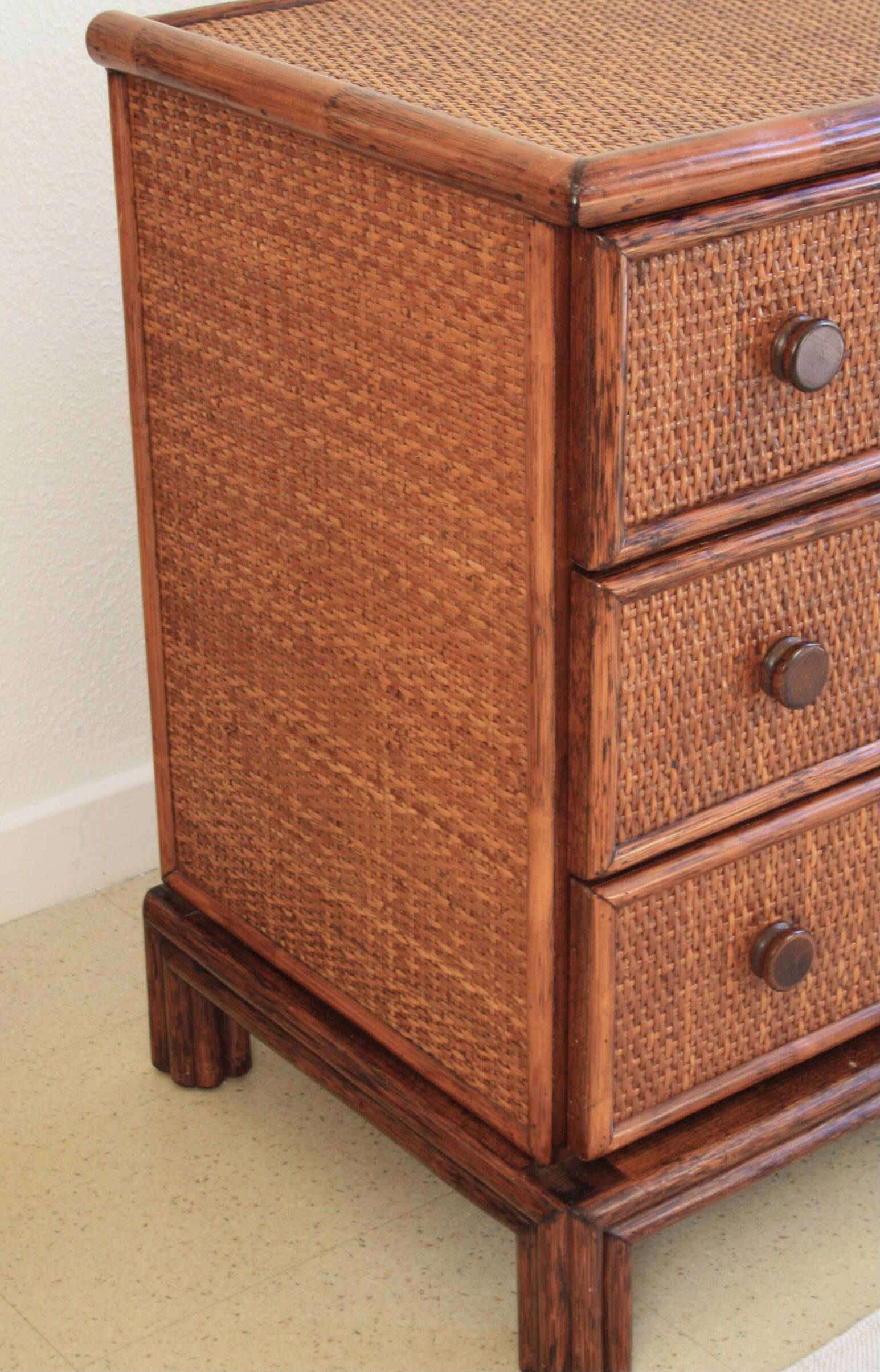 Roche Bobois commode published by Maugrion bamboo & rattan