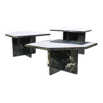 Tables gigognes postmodernes en marbre, Italie années 80-90
