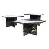 Postmodern marble nesting tables Italy, set of 3, 80s 90s