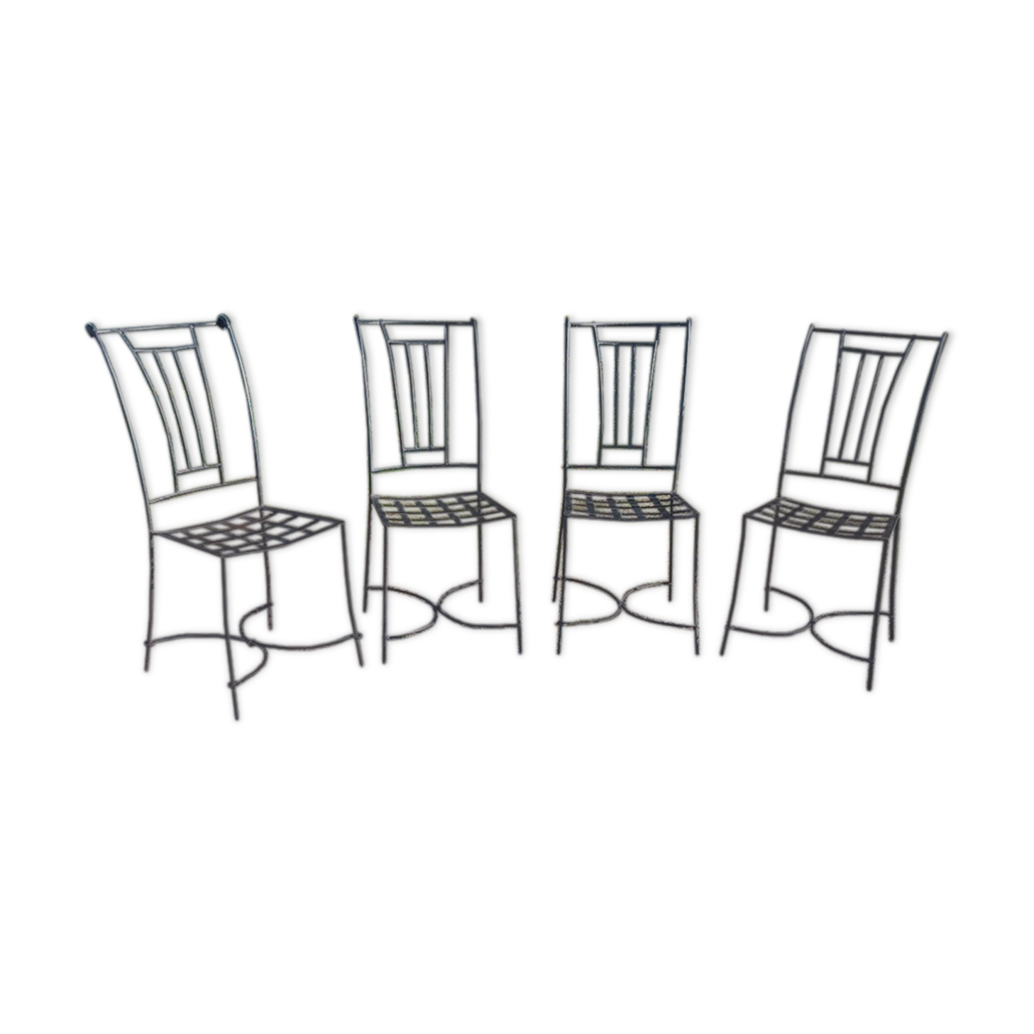 Wrought iron chairs with cushions