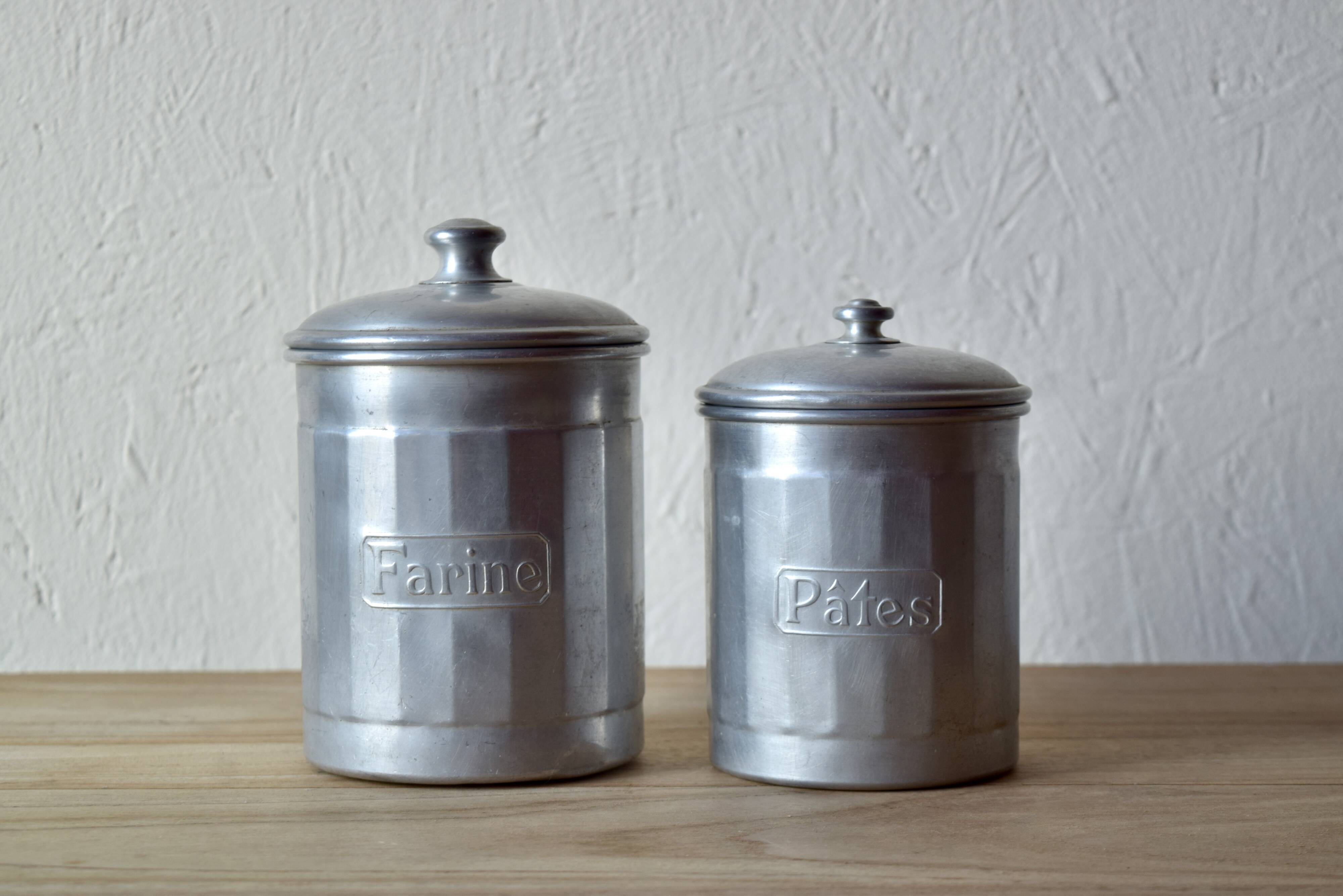 Series of Six vintage aluminum spice jars - Storage jars - 1940.