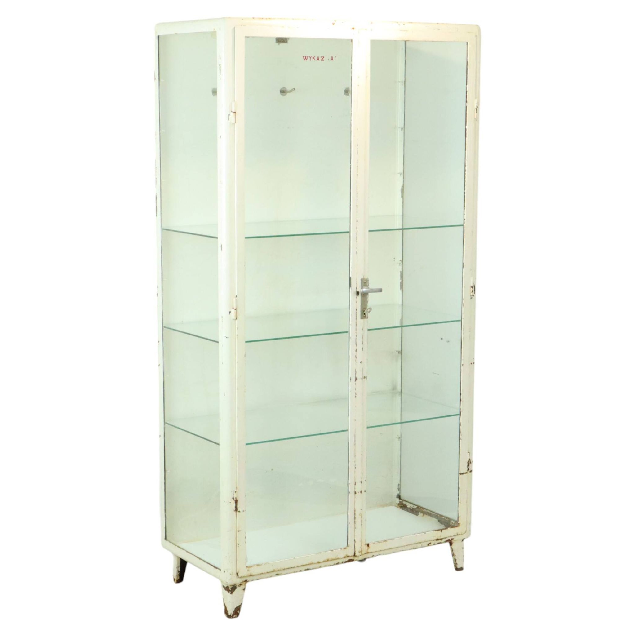 Old Metal Pharmacy Cabinet Medicine Cabinet Glass Industrial 1970s