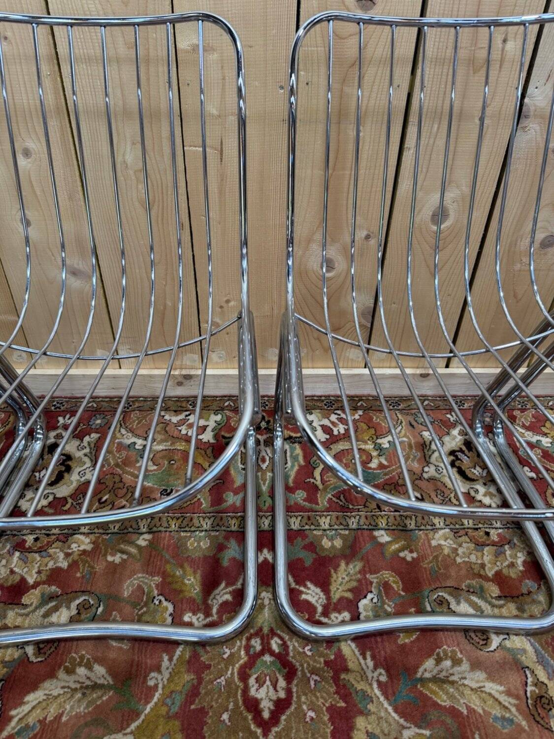 Set of 4 chairs attributed to Willy Rizzo – Chrome steel – 1970s