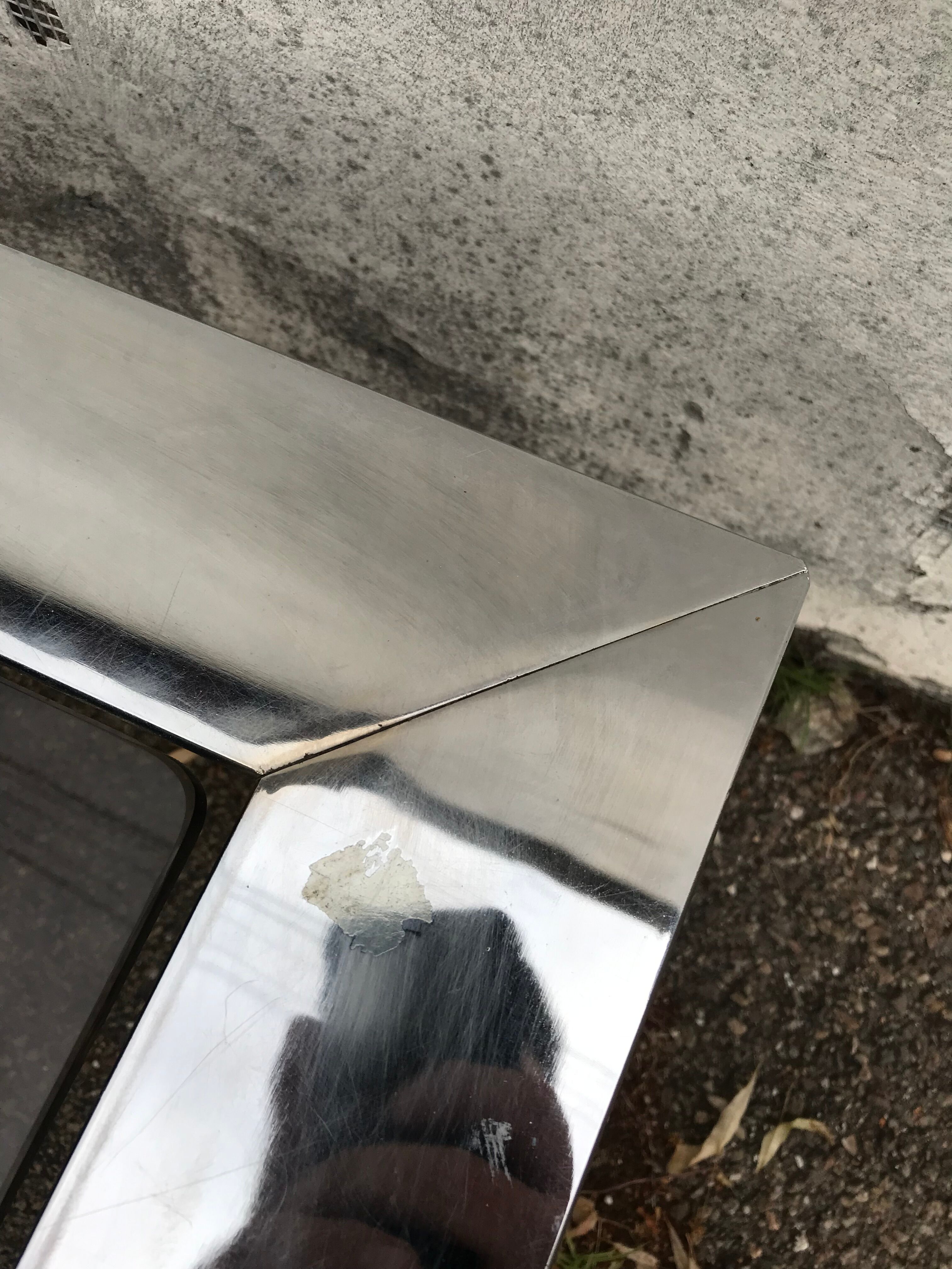 Table basse vintage chrome verre circa 1970