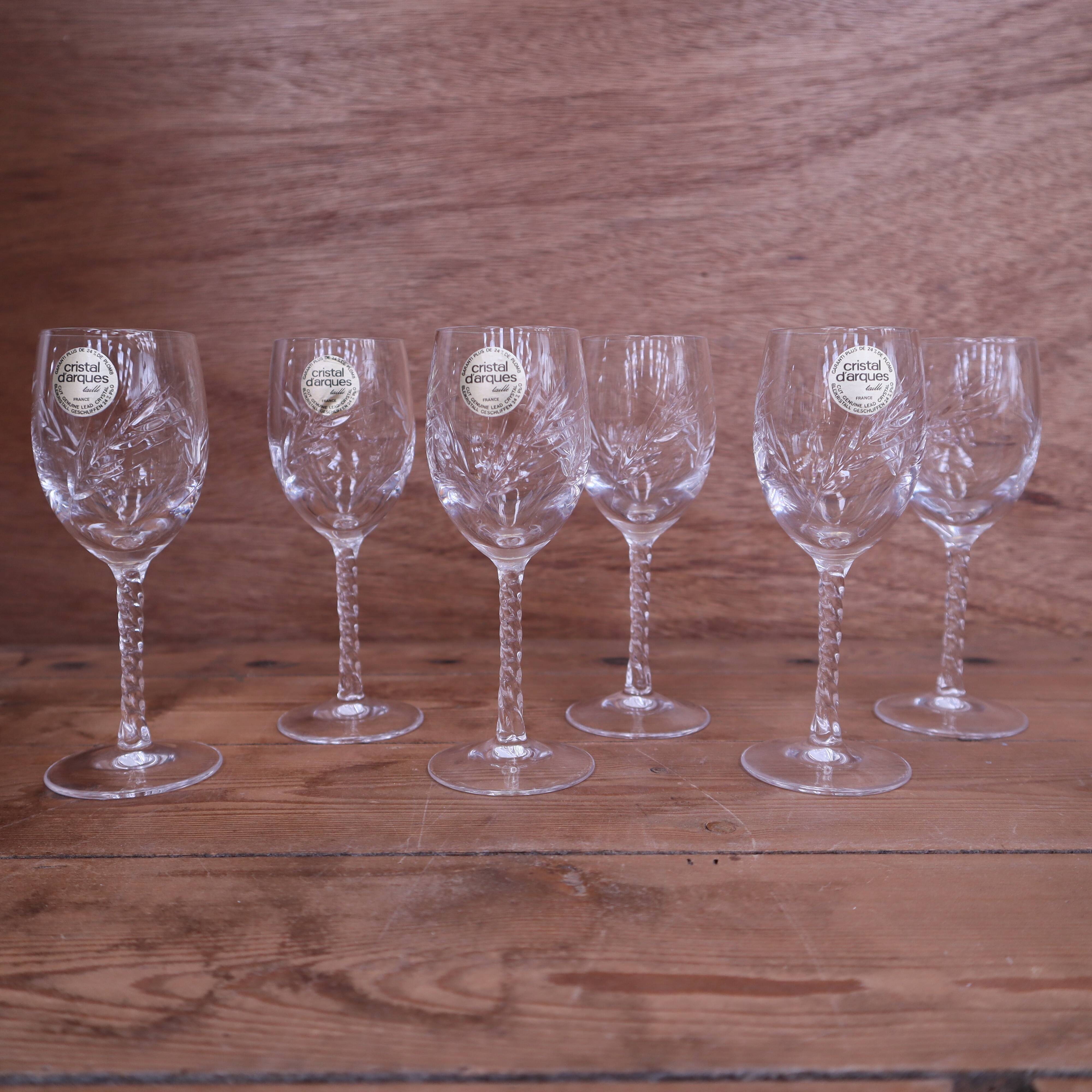 Set of 6 Engraved Crystal Aperitif Glasses, Epi Model