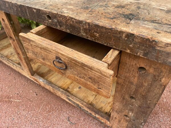 Établi ancien en hêtre