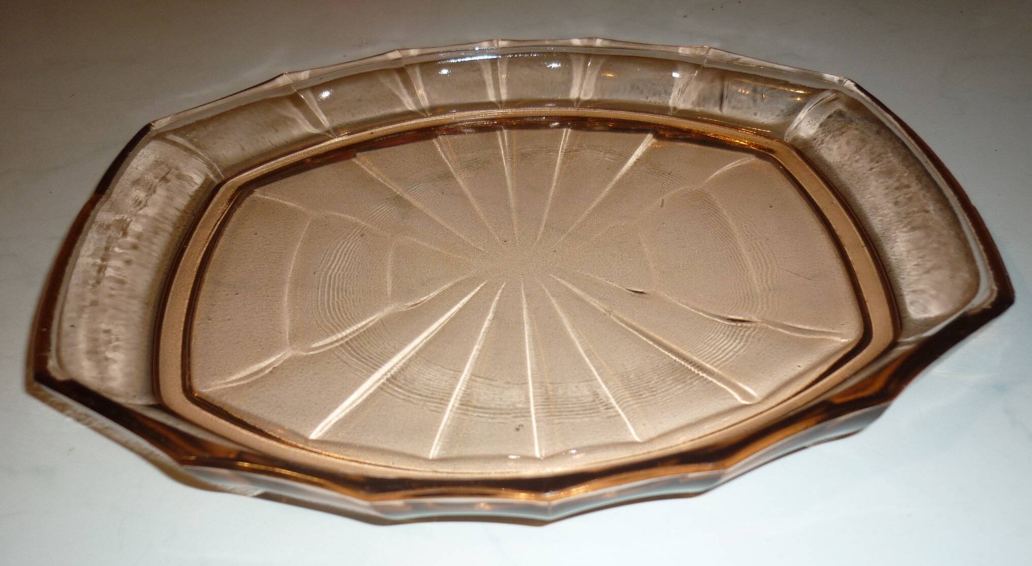 Clear pink glass serving dish