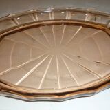 Clear pink glass serving dish