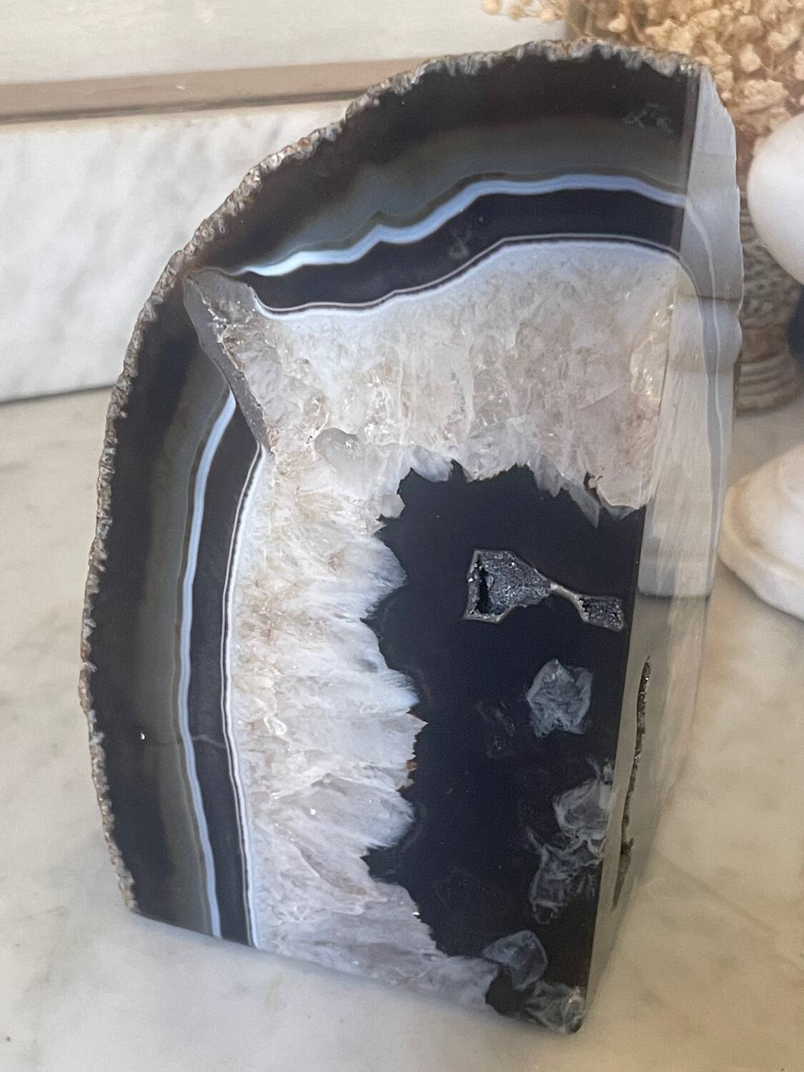 Paire de serres-livres en agate 4,3kg