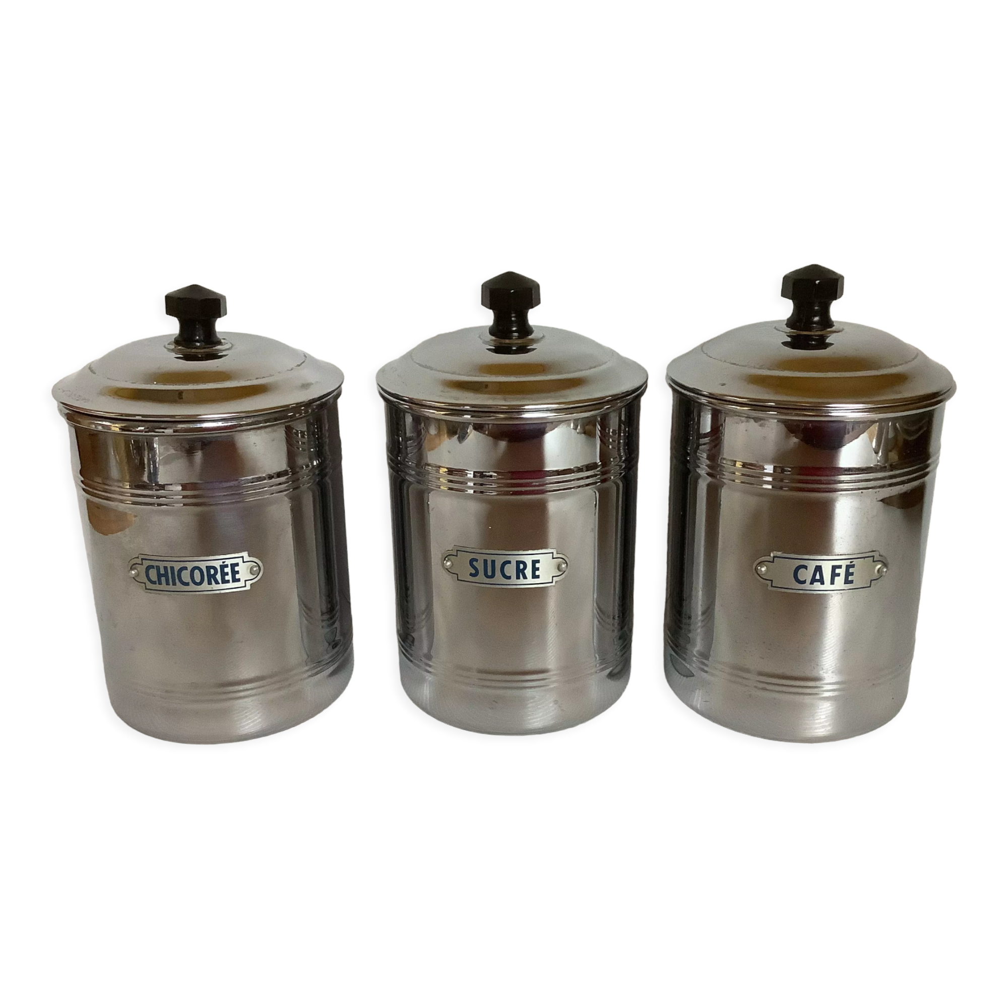 3 old metal chrome coffee coffee chicory sugar