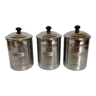 3 old metal chrome coffee coffee chicory sugar