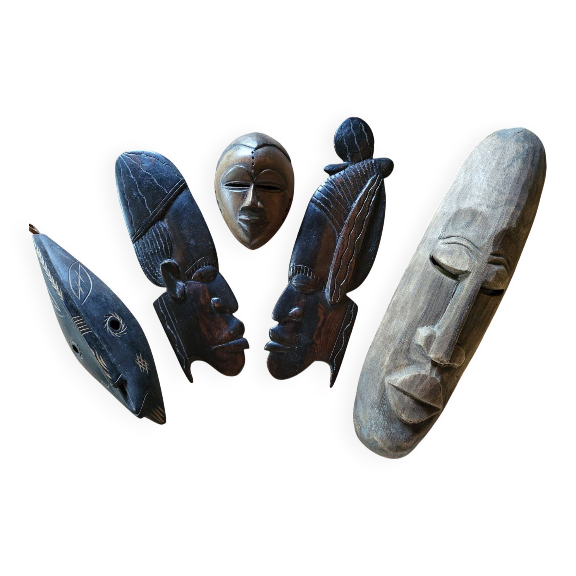 Set of 5 vintage African masks