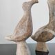Two vintage birds in carved stone - Brutalist style / pop art
