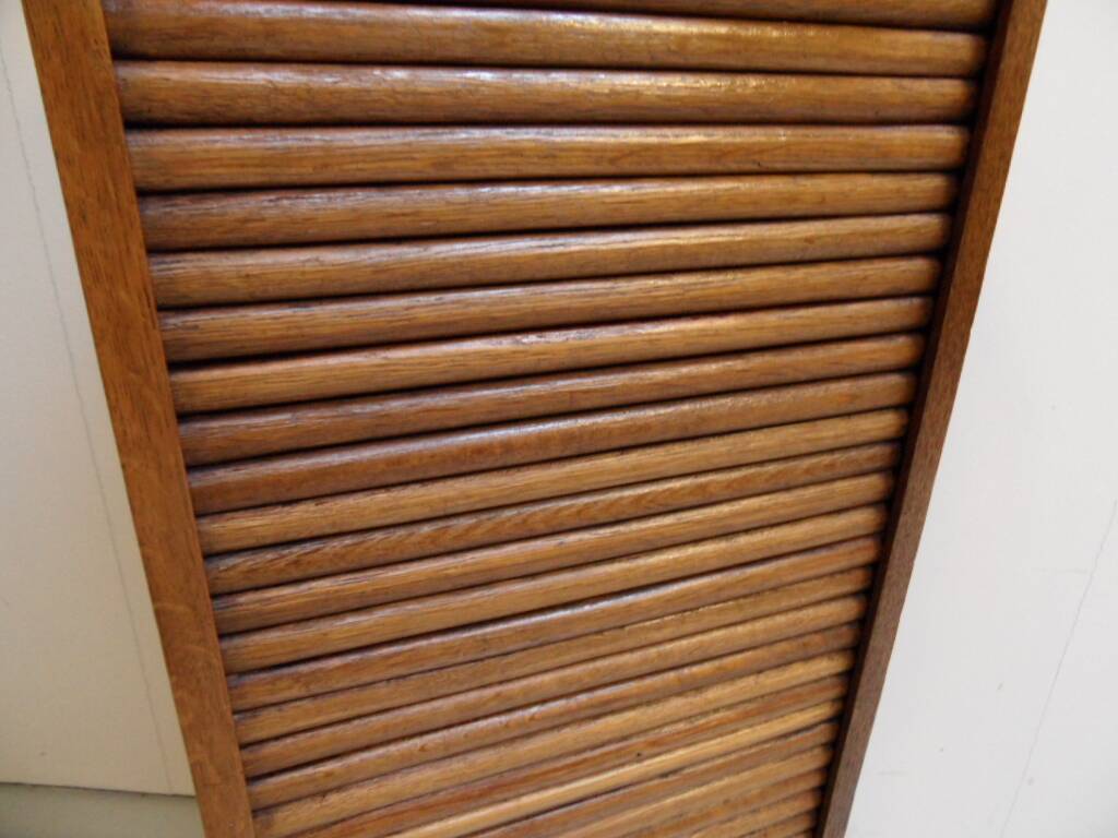 Antique oak filing cabinet with roller shutter
