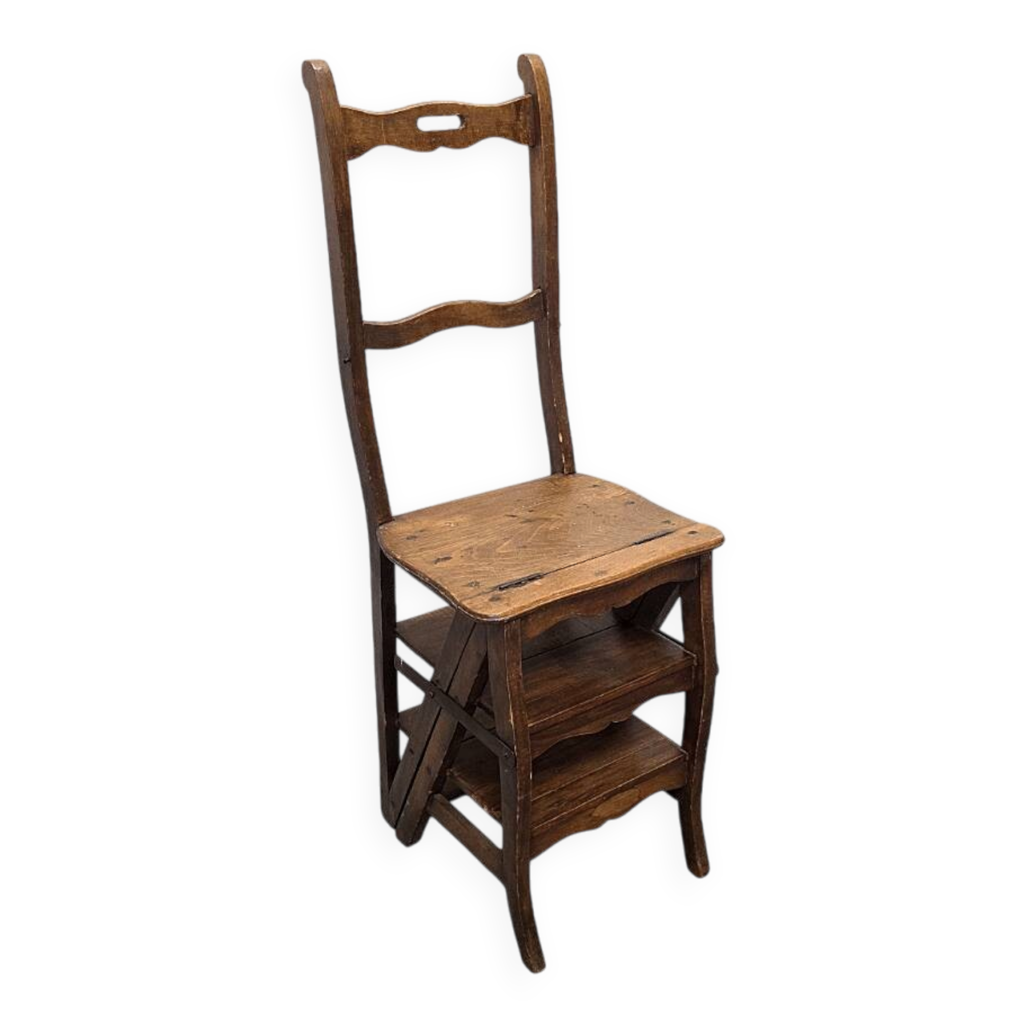 Chaise échelle métamorphose française antique, vers 1900.