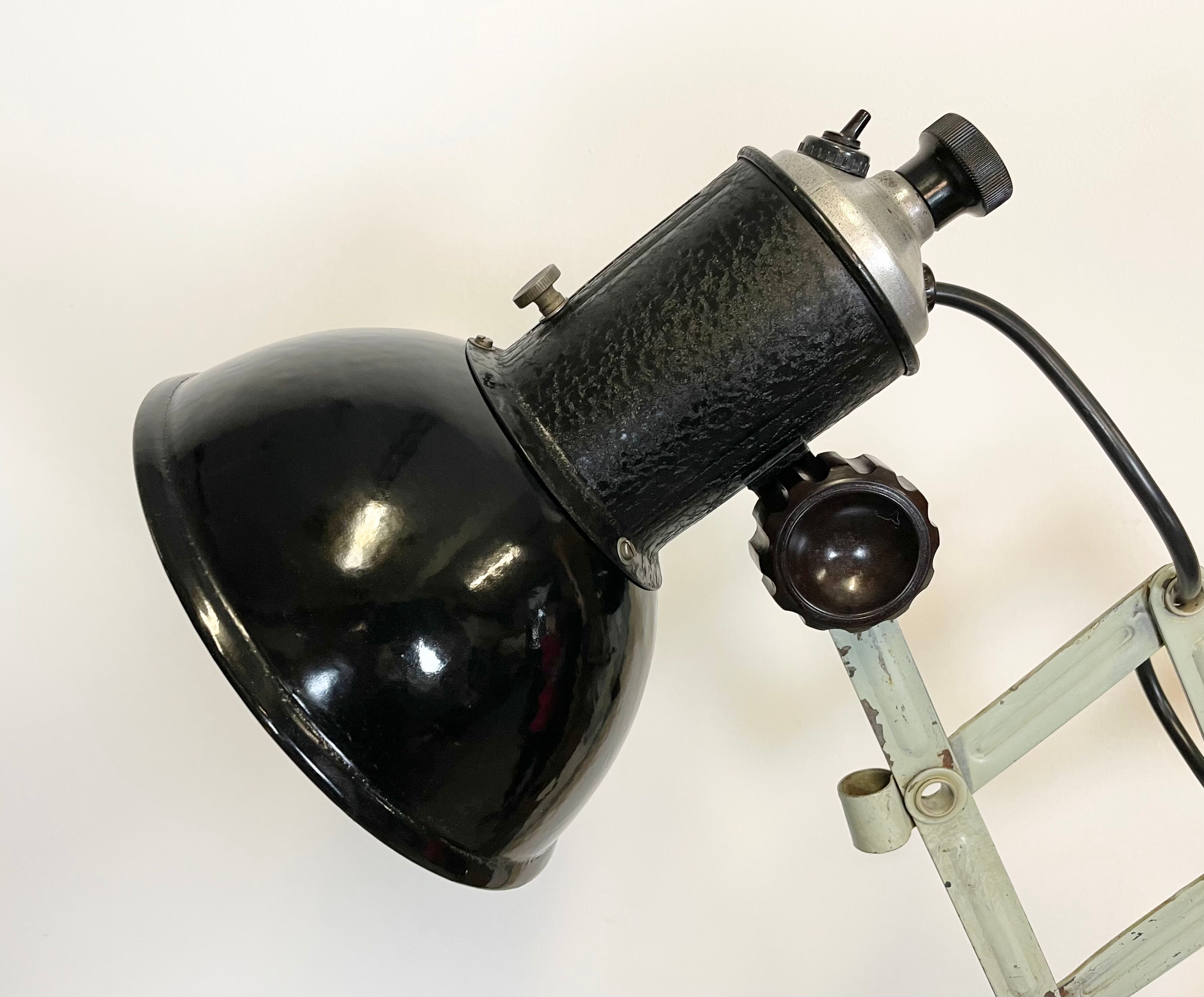 Vintage industrial black enamel scissor wall lamp, 1950s