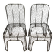 Pair of industrial design chairs in woven iron circa 1980