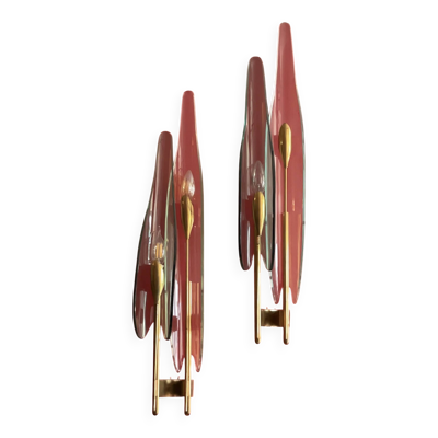 Max ingrand paire d'appliques ''1461'' dite ''dahlia'',fontana arte, vers 1950
