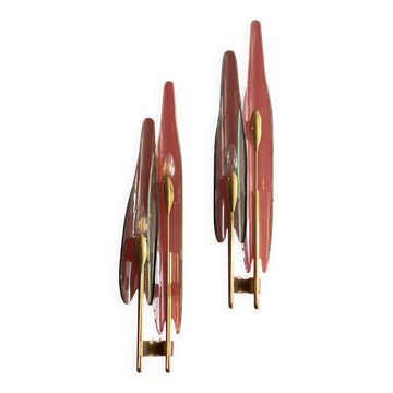 Max Ingrand pair of "1461" wall lights known as "dahlia", Fontana Arte, circa 1950