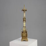Neo‑Gothic Copper Church Candleholder Stamped “LL A Paris”, France ca. 1880