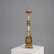 Neo‑Gothic Copper Church Candleholder Stamped “LL A Paris”, France ca. 1880