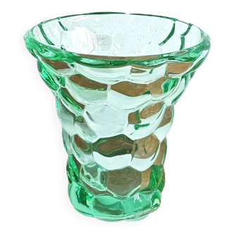 Vase signed Pierre d'Avesn, honeycomb green