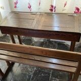 School desk with 2 porcelain inkwells