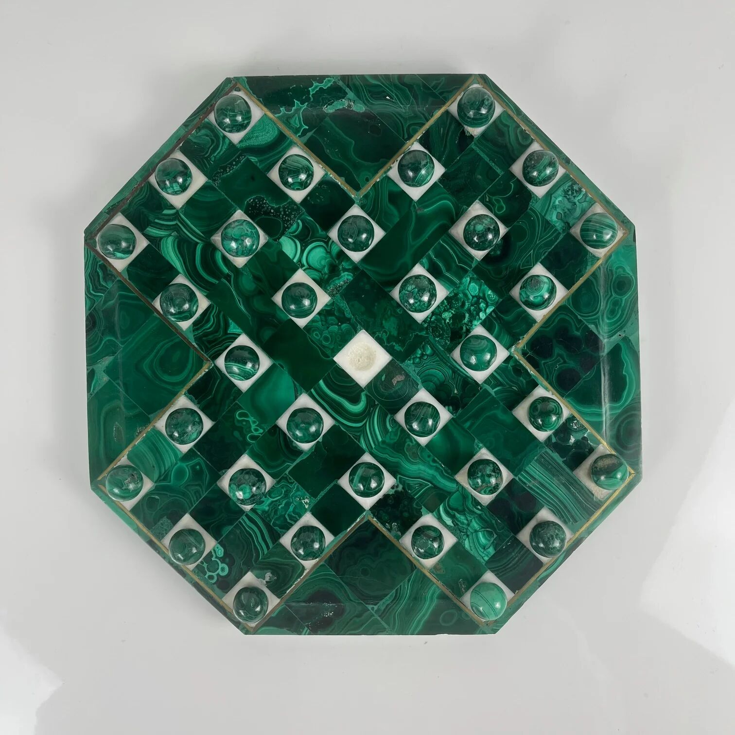 Jeu de solitaire en malachite de forme octogonale, 1950/70