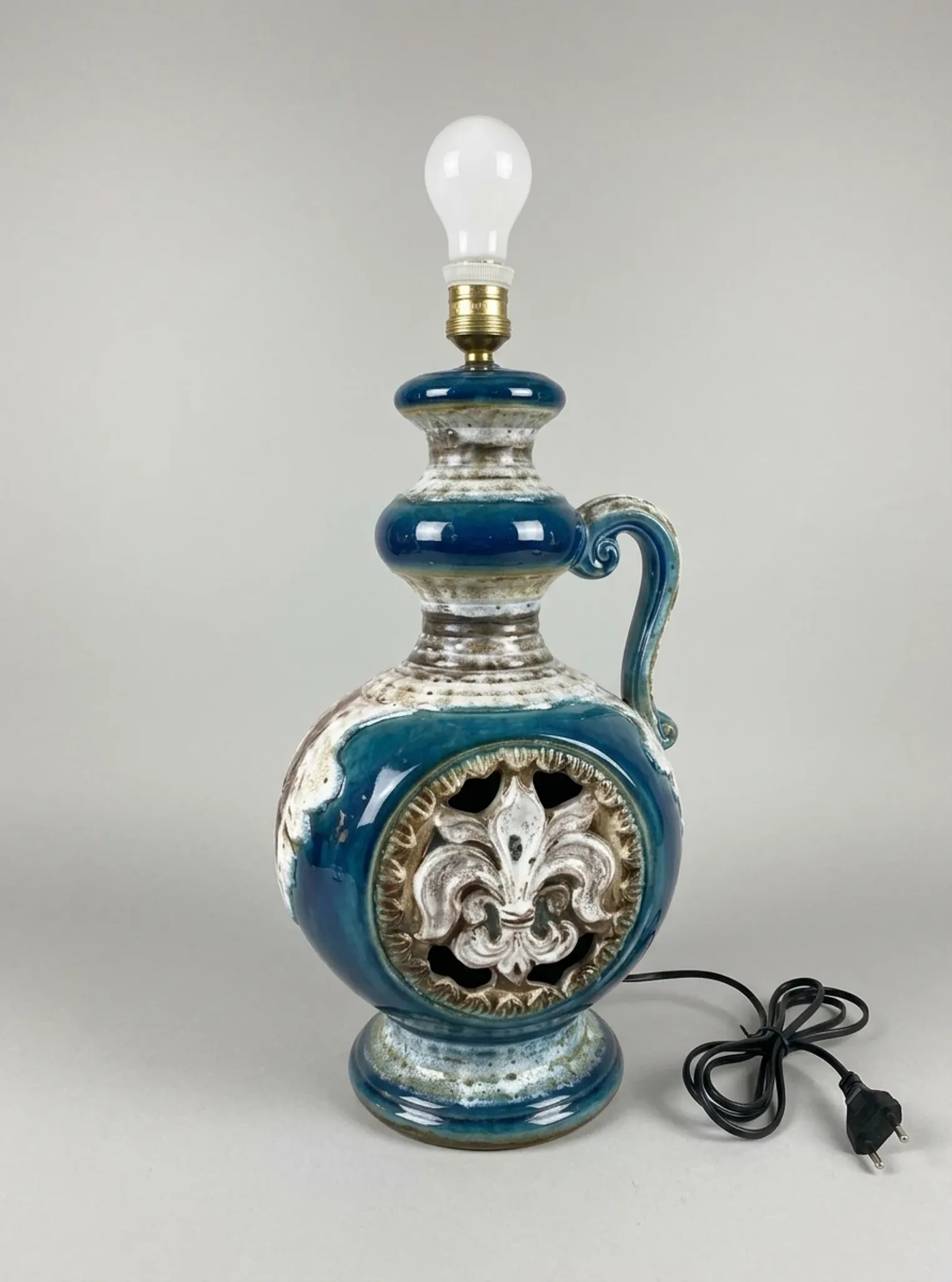 Vintage Glazed Ceramic Artistic Lamp (1960s/1970s)